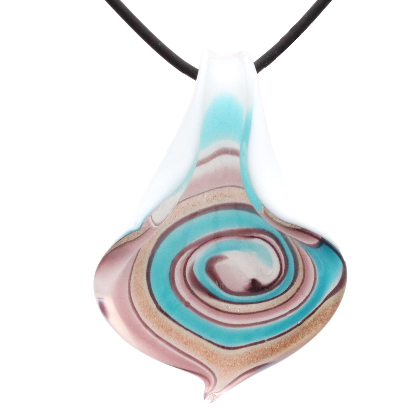 Glass White and Pastel Lily Pendant Necklace