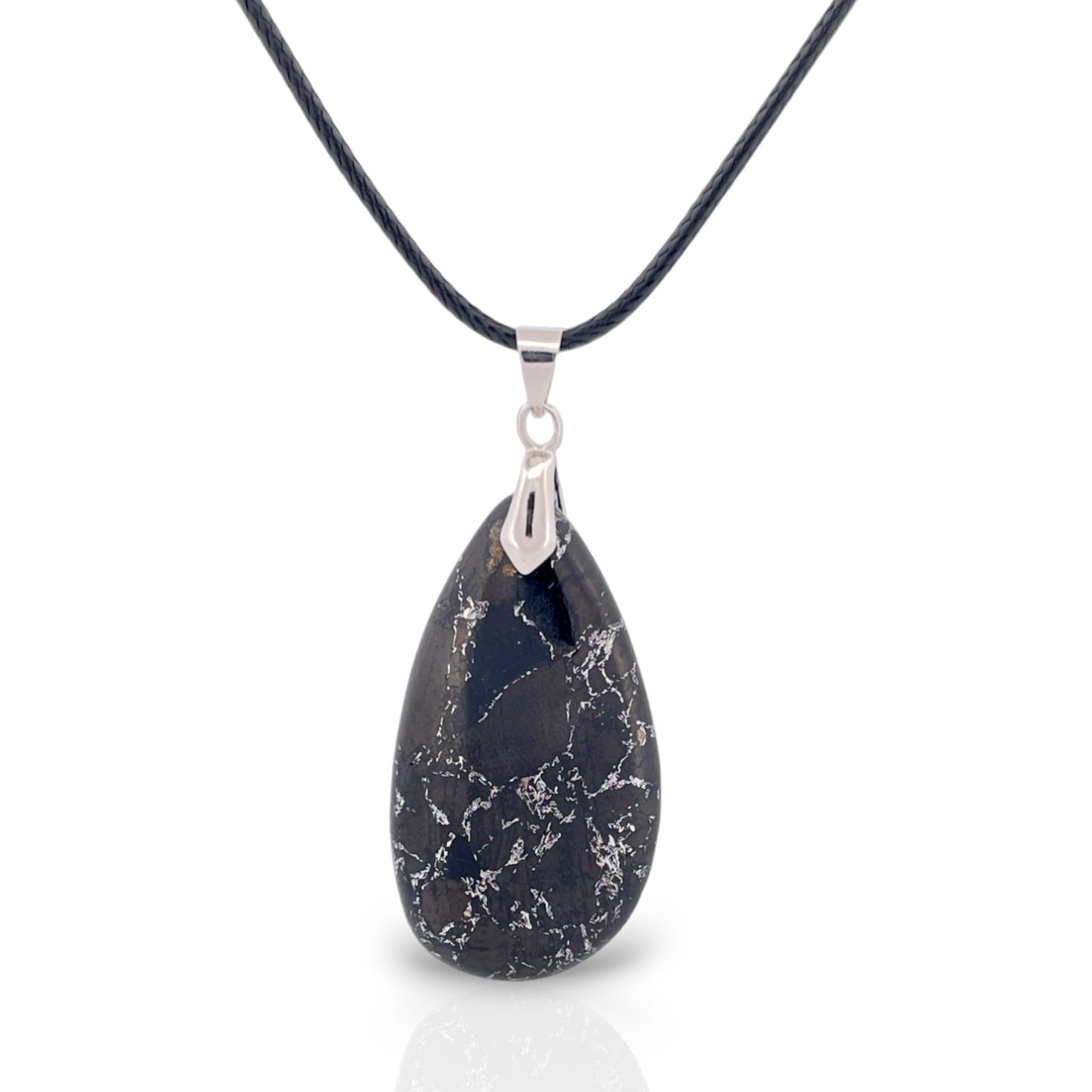 Black Sea Sediment Jasper and Bronzite Teardrop Pendant Necklace