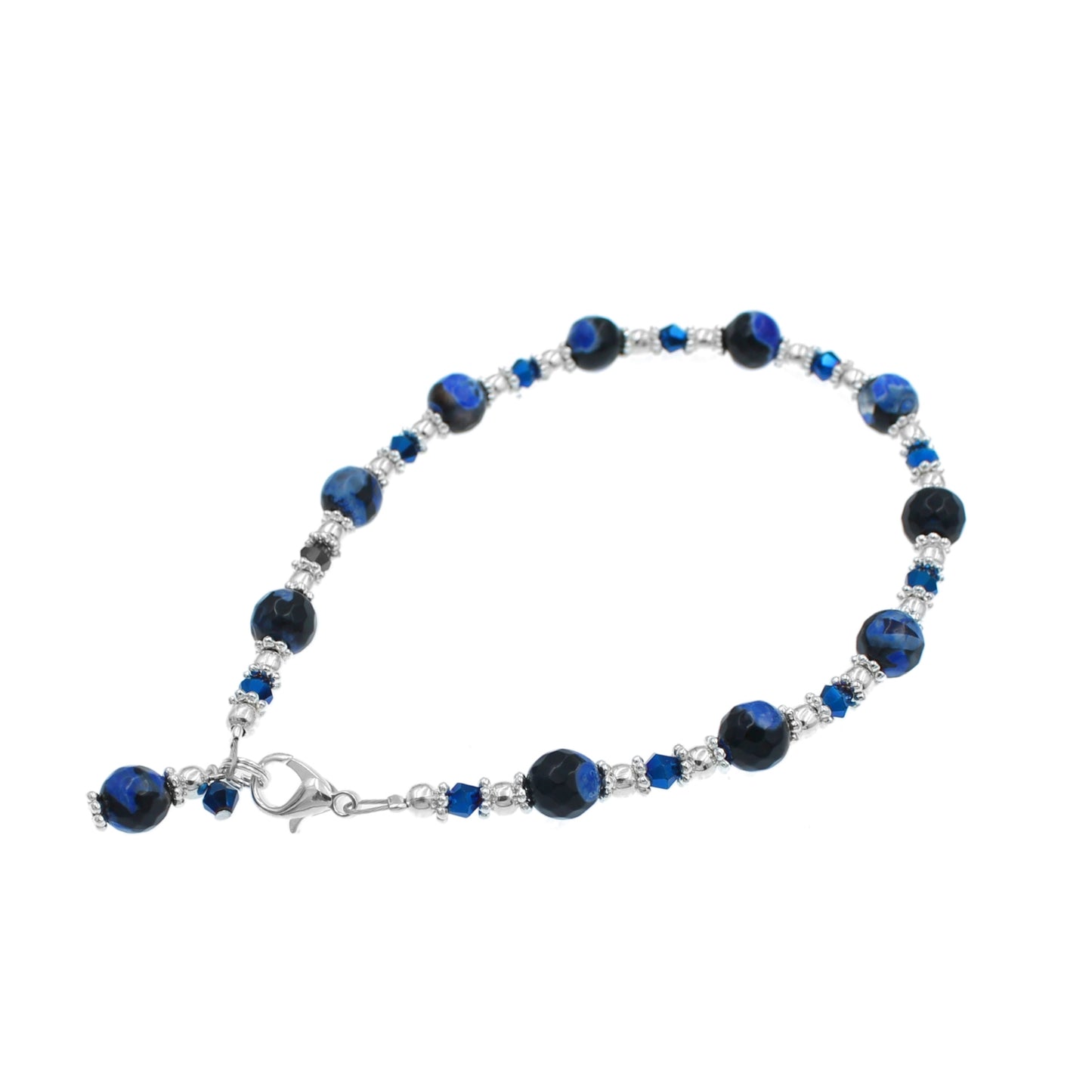BESHEEK | Blue Calsilica Faceted Stone Artisan Beaded Anklet