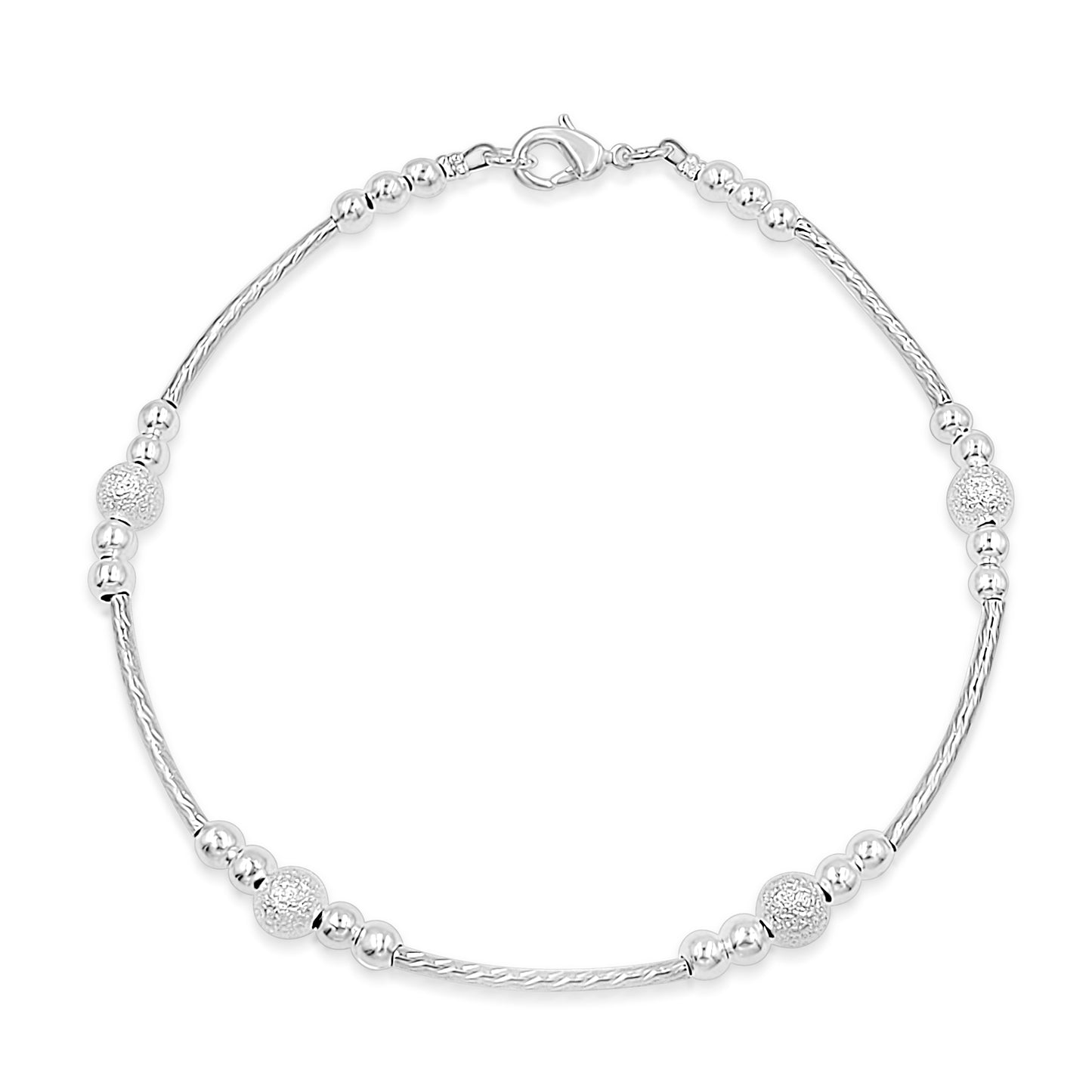 BESHEEK | Silvertone Tube Artisan Chain Anklet