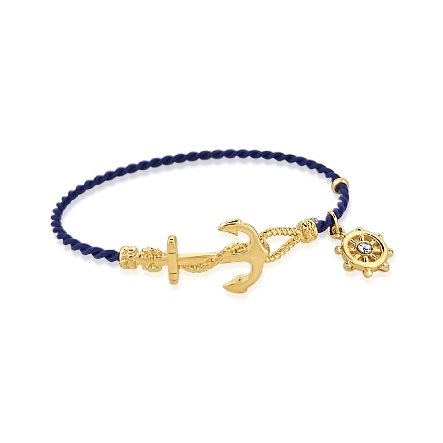 BESHEEK | Goldtone and Blue Anchor and Hook Clasp Bracelet