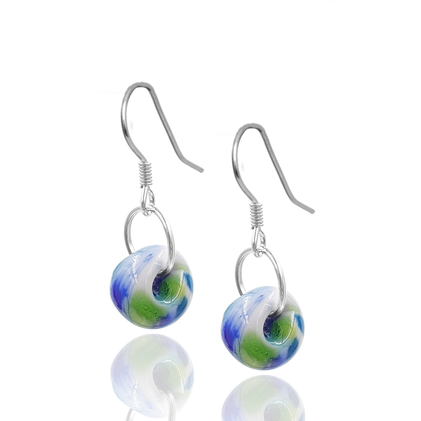 BESHEEK Sterling Silver Blue Confetti Water Droplet Glass Earrings | Hypoallergenic Boho Beach Gala Wedding Style Fashion Earrings