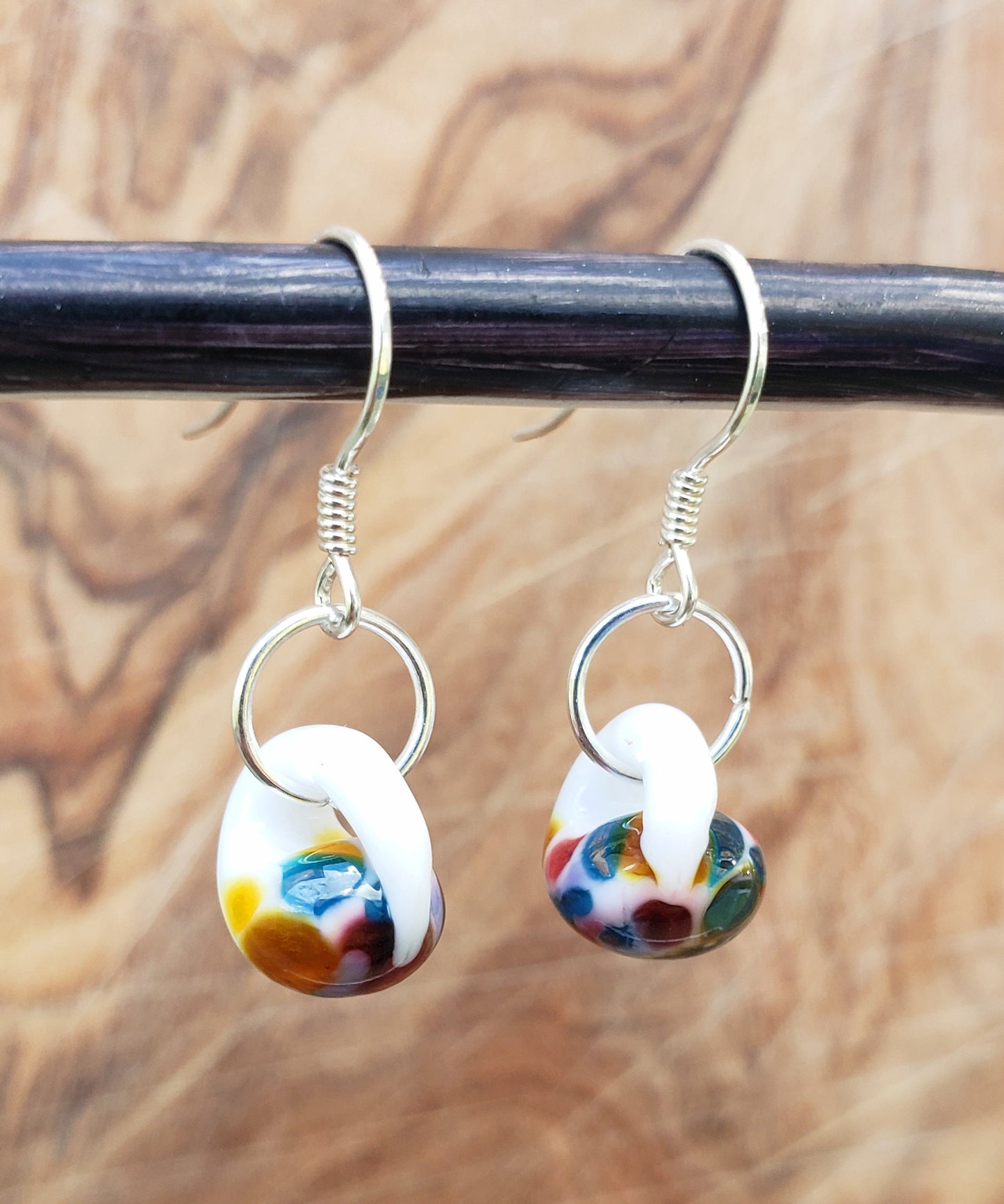 BESHEEK Sterling Silver Blue Confetti Water Droplet Glass Earrings | Hypoallergenic Boho Beach Gala Wedding Style Fashion Earrings
