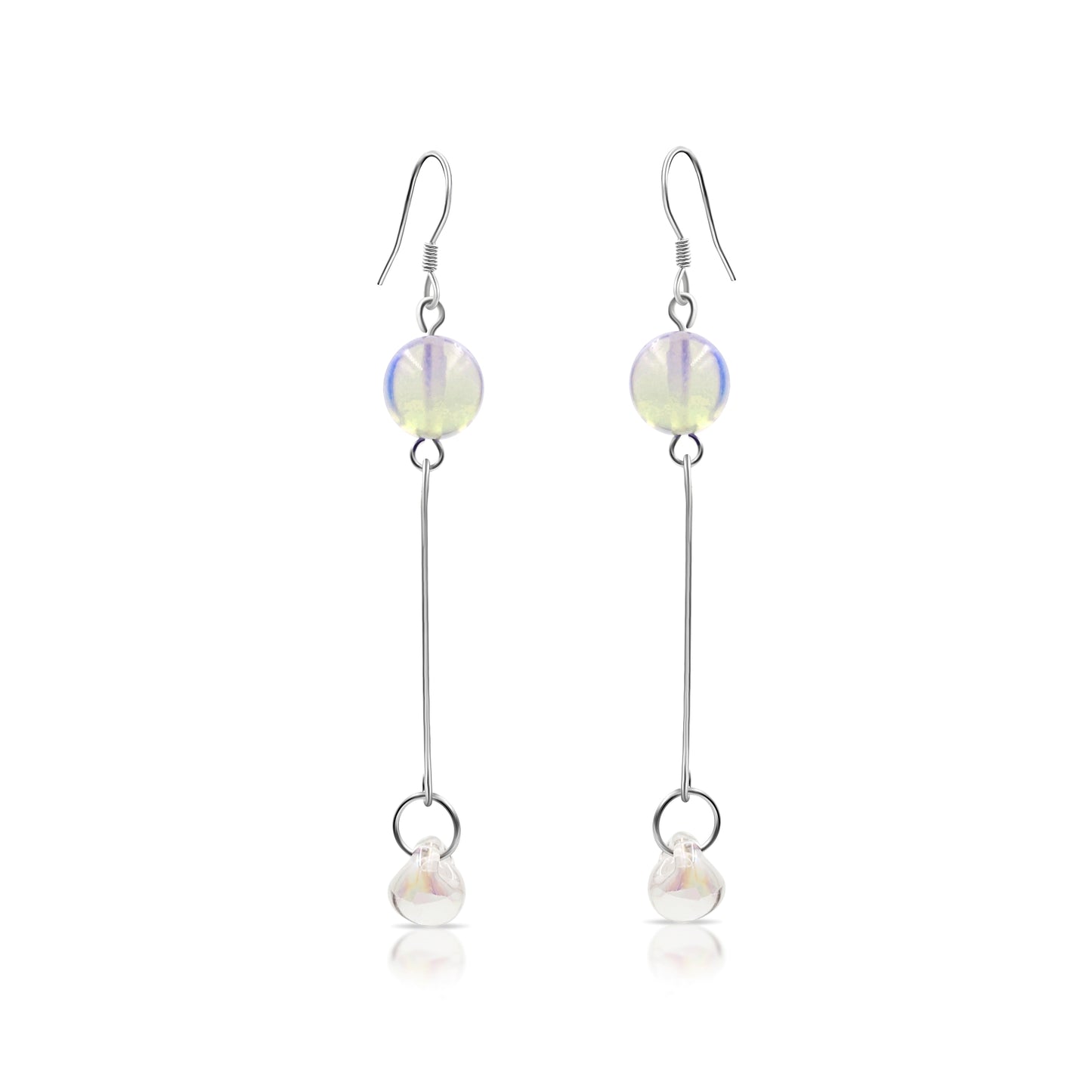 BESHEEK Sterling Silver & Moonstone Brilliant Silver Water Drop Earrings | Hypoallergenic Boho Beach Gala Wedding Style Fashion Earrings