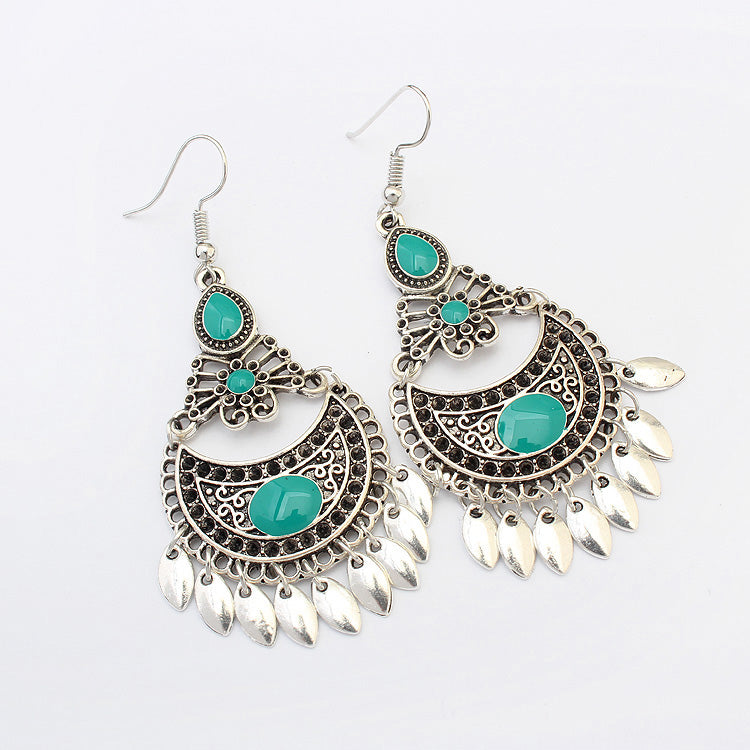 BESHEEK Silvertone Blue Dangle Earrings | Hypoallergenic Boho Beach Gala Wedding Style Fashion Earrings