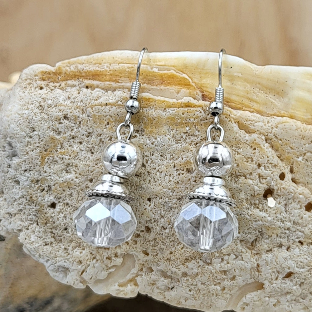 BESHEEK Silvertone Tibetan and Crystal Dangle Earrings | Hypoallergenic Boho Beach Gala Wedding Style Fashion Earrings