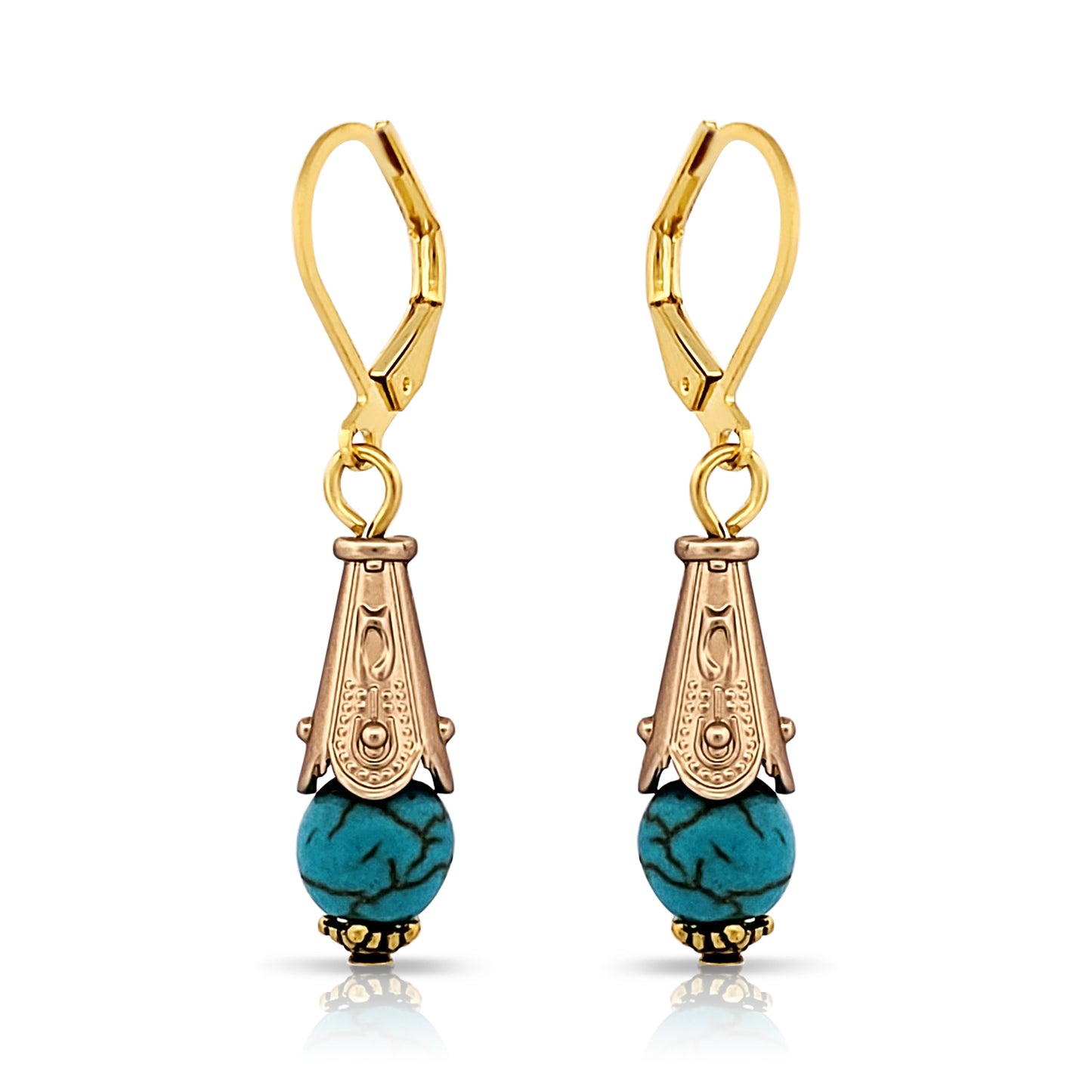 BESHEEK Goldtone Leverback Cone Dangle Earrings | Hypoallergenic Boho Beach Elegant Wedding Style Fashion Earrings