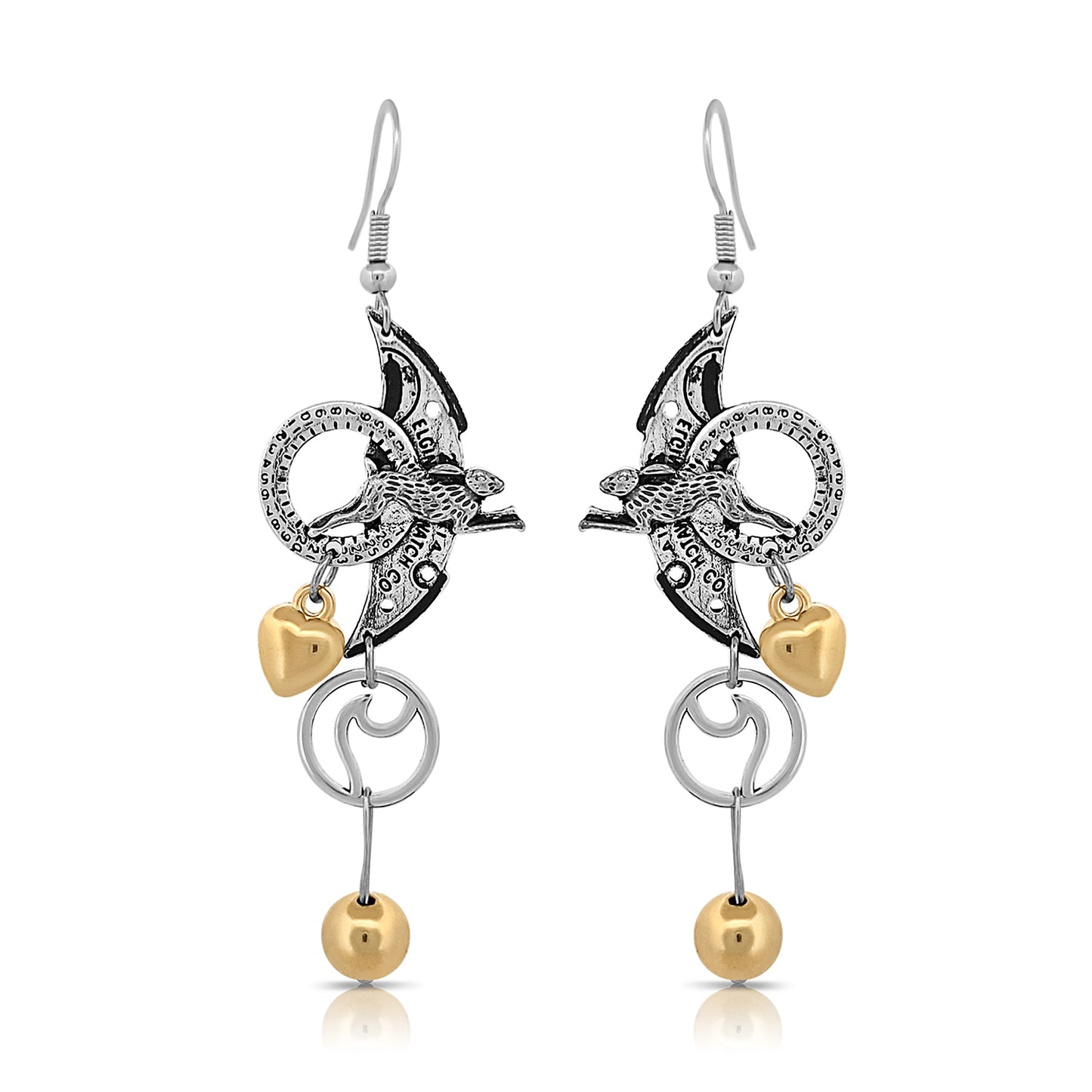 BESHEEK "Down the Rabbit Hole" Steampunk Story Dangle Earrings | Hypoallergenic Boho Goth Gala Wedding Style Fashion Earrings
