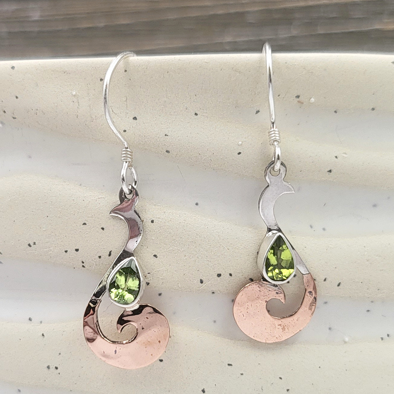 Sterling Silver and Gemstone Maui Hook Earrings