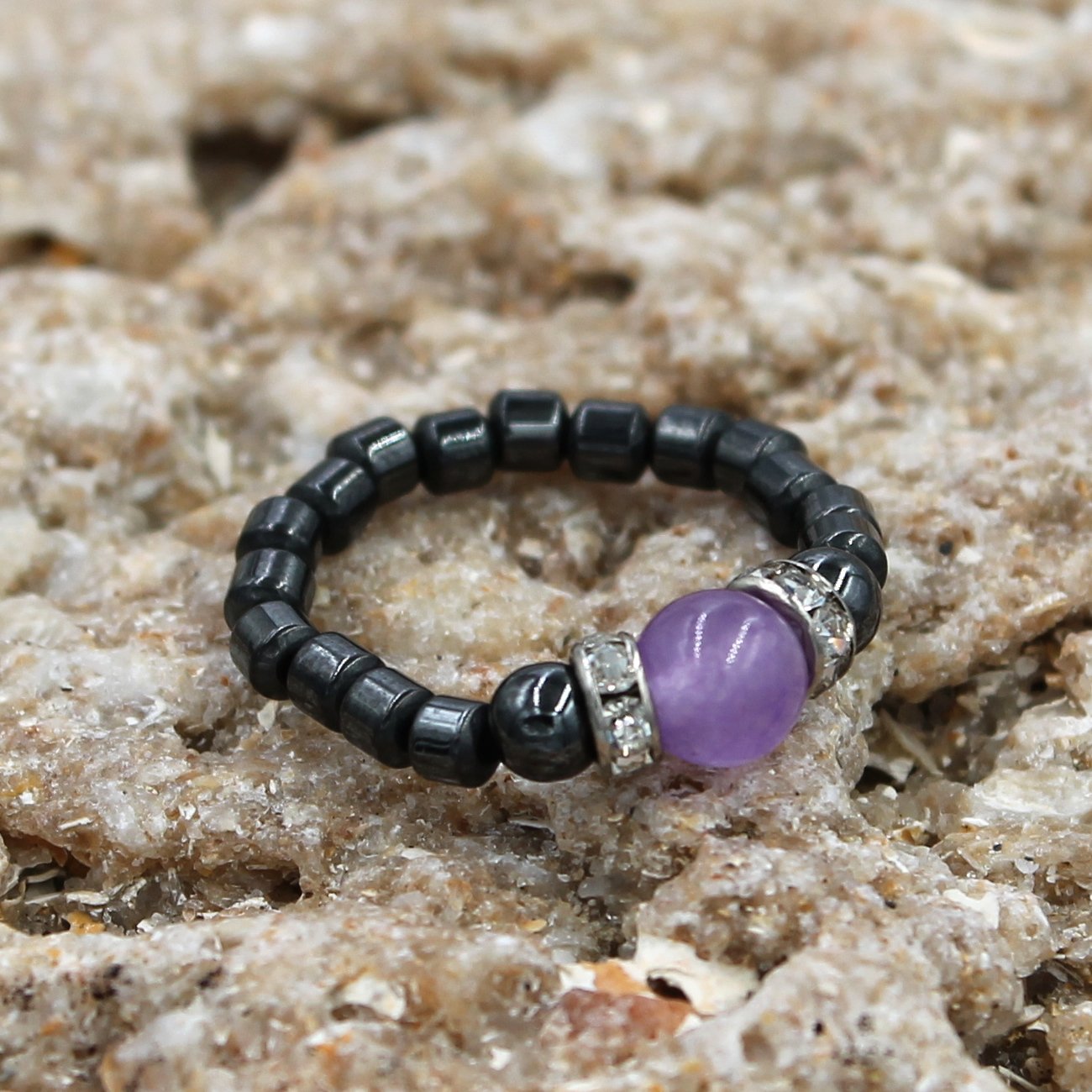 Magenetic Stretch Purple Agate Stretch Toe Ring