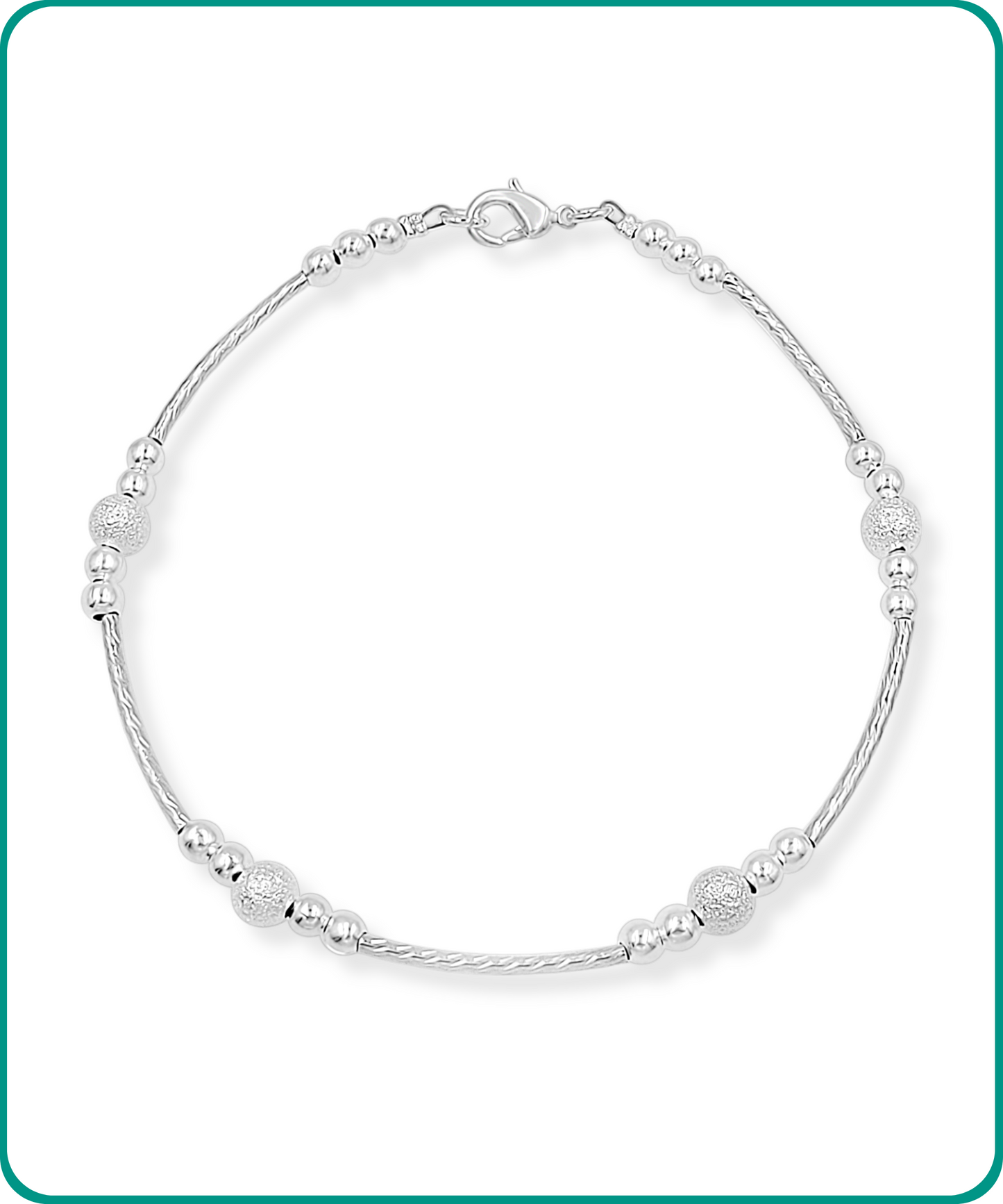 BESHEEK | Silvertone Tube Artisan Chain Anklet