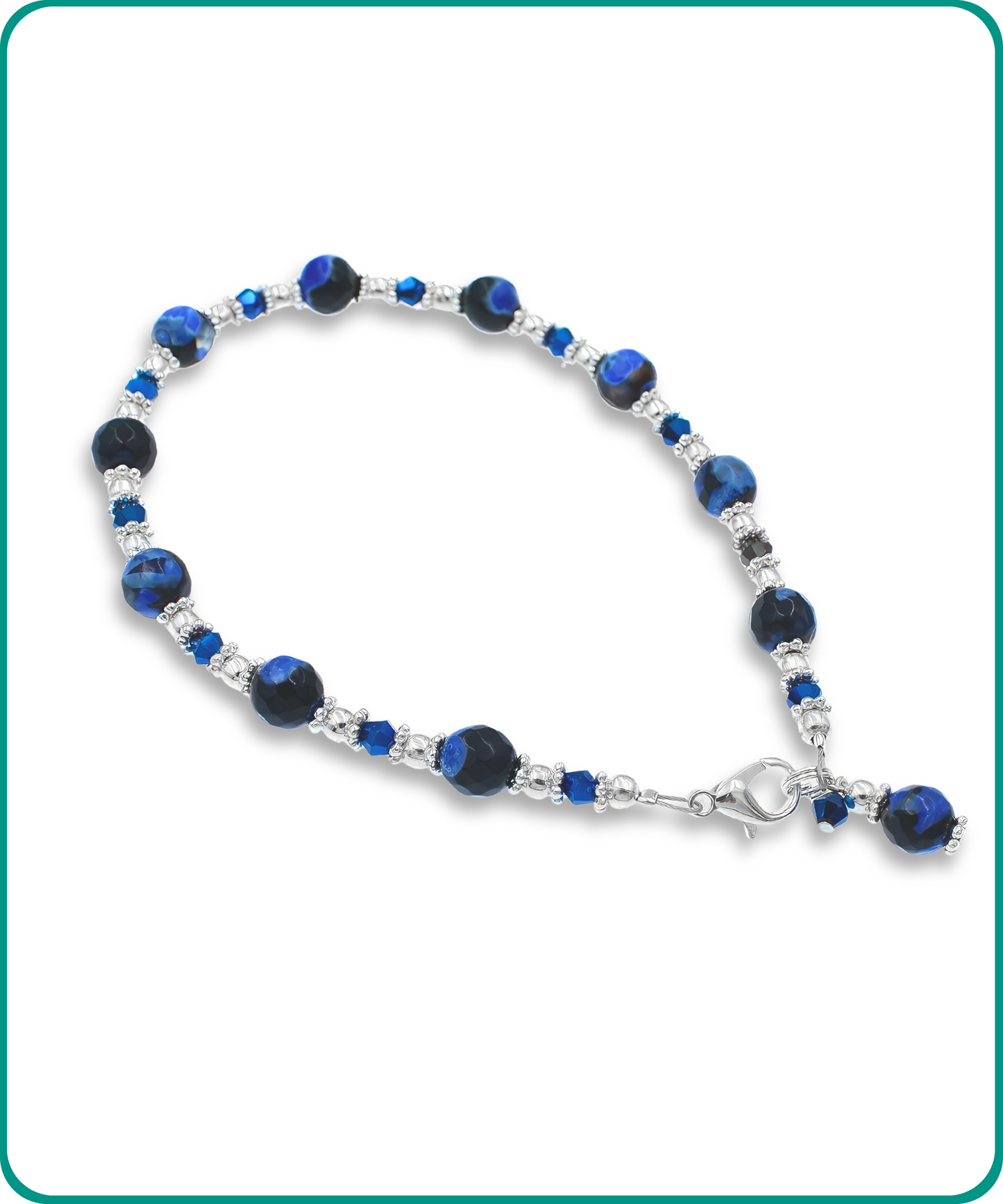 BESHEEK | Blue Calsilica Faceted Stone Artisan Beaded Anklet