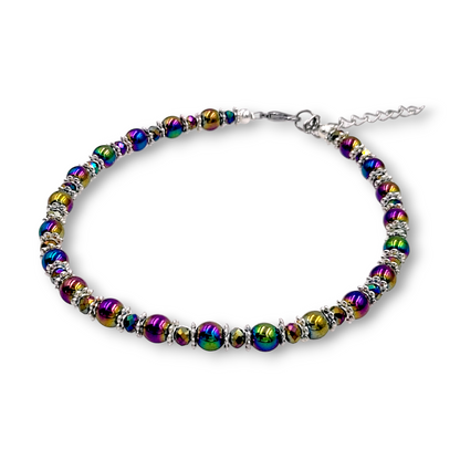 BESHEEK | Rainbow Hematite Stone Artisan Beaded Anklet