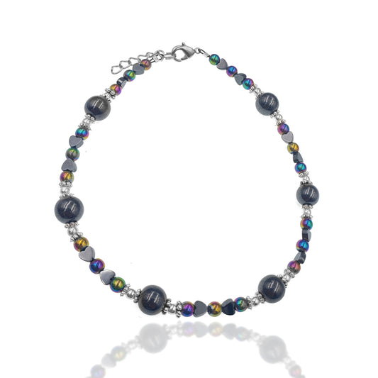 Silvertone & Hematite Heart Adjustable Anklet KIT