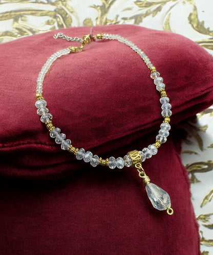 Goldtone and Crystal Clear Teardrop Charm Adjustable Anklet KIT