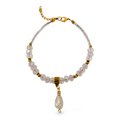 Goldtone and Crystal Clear Teardrop Charm Adjustable Anklet KIT