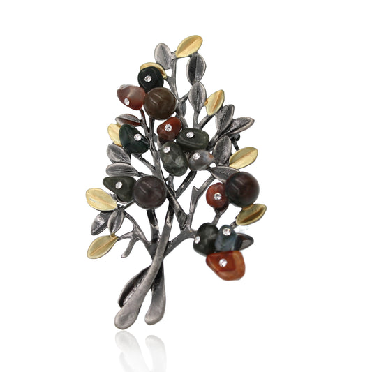 BESHEEK | Multi Colored Agate Rhinestones Bouquet Brooch