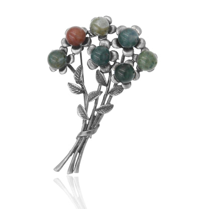 BESHEEK | Burnished Multi Colored Agate Bouquet Brooch