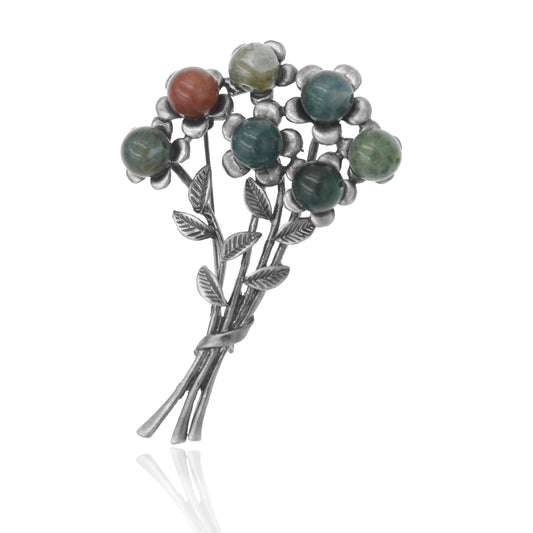 BESHEEK | Burnished Multi Colored Agate Bouquet Brooch