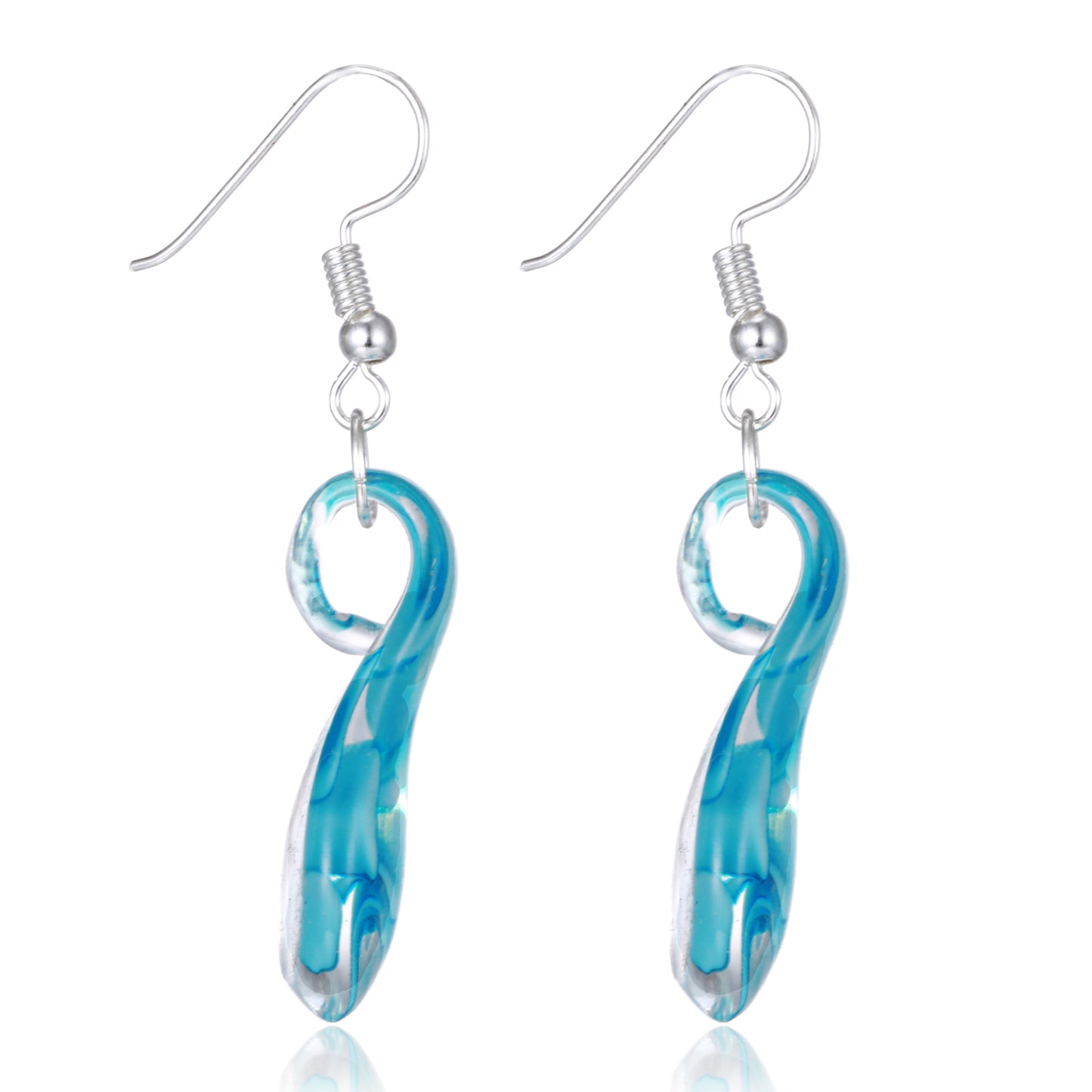 BESHEEK Murano-Style Glass Blue Border Swirl Twisted Leaf Earrings KIT