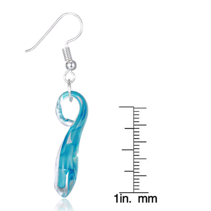 BESHEEK Murano-Style Glass Blue Border Swirl Twisted Leaf Earrings KIT