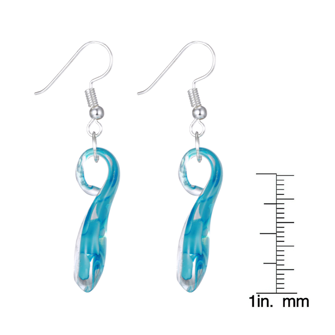 BESHEEK Murano-style Glass Sky Blue Flower Teardrop Earrings | Handmade Hypoallergenic Boho Beach Gala Wedding Style Fashion Earrings