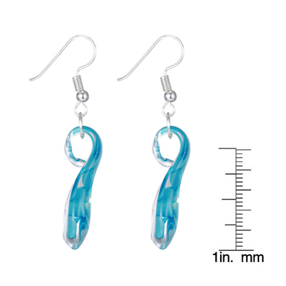 BESHEEK Murano-style Glass Sky Blue Flower Teardrop Earrings | Handmade Hypoallergenic Boho Beach Gala Wedding Style Fashion Earrings