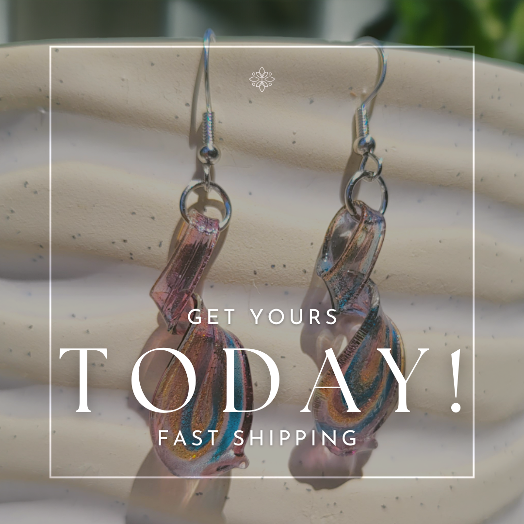 BESHEEK | Handmade Lavender Dream Twist Glass Sterling Silver Earrings