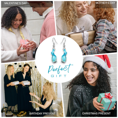 BESHEEK | Handmade Aqua Blue Twisted Twirl Drop Blown Glass Earrings