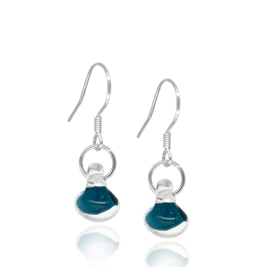 BESHEEK | Sterling Silver Teal Blue Water Droplet Glass Earrings