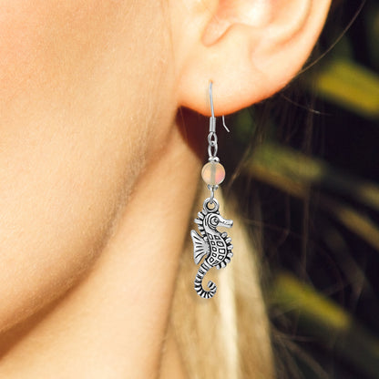 BESHEEK Sterling Silver and Mermaid Glass Seahorse Earrings KIT