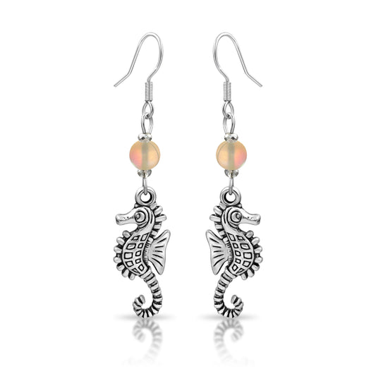 BESHEEK Sterling Silver and Mermaid Glass Seahorse Earrings KIT