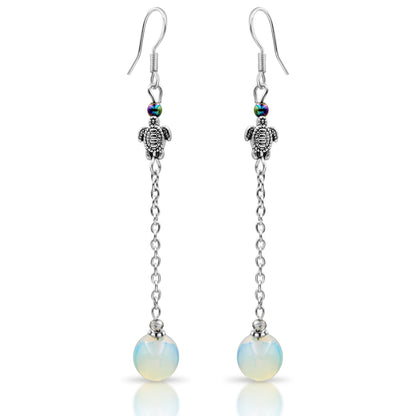 BESHEEK Sterling Silver and Moonstone Turtle Drop Earrings KIT