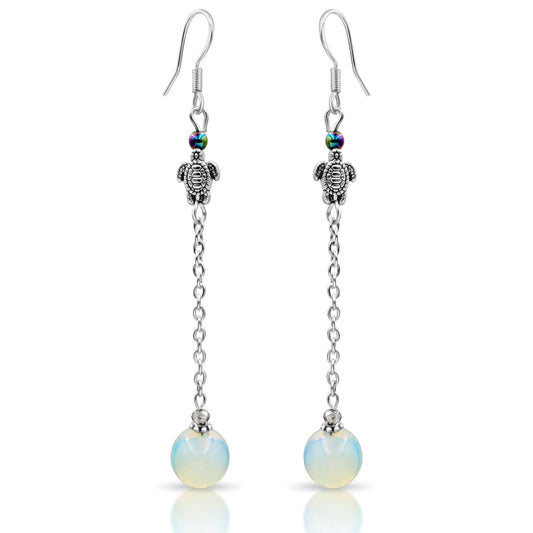 BESHEEK Sterling Silver and Moonstone Turtle Drop Earrings KIT