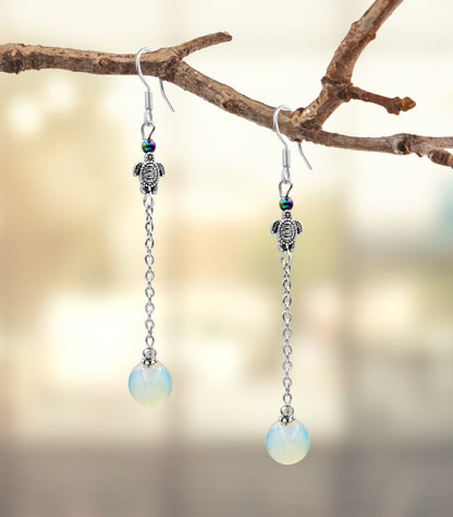 BESHEEK Sterling Silver and Moonstone Turtle Drop Earrings KIT