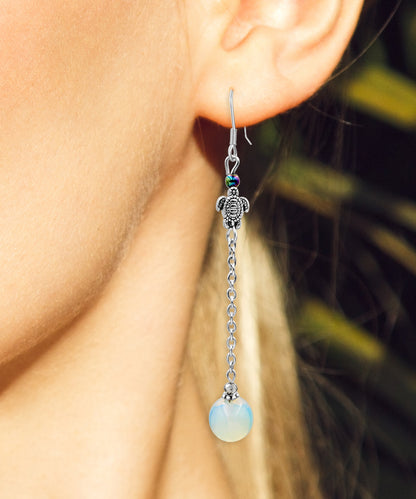 BESHEEK Sterling Silver and Moonstone Turtle Drop Earrings KIT