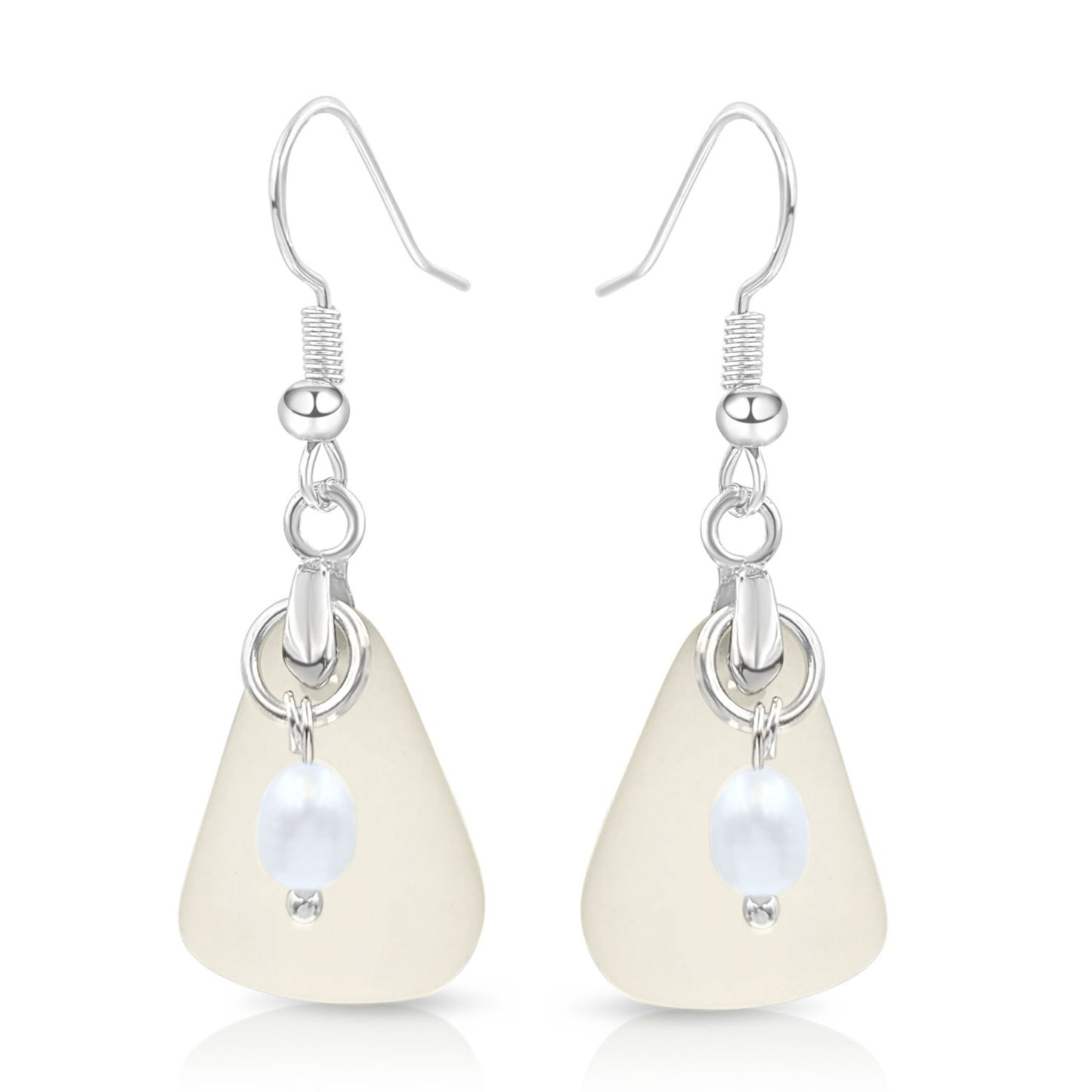 BESHEEK Sterling Silver White & Freshwater Pearl Seaglass Earrings KIT