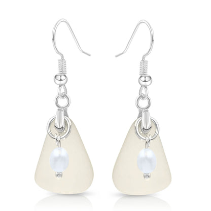 BESHEEK Sterling Silver White & Freshwater Pearl Seaglass Earrings KIT