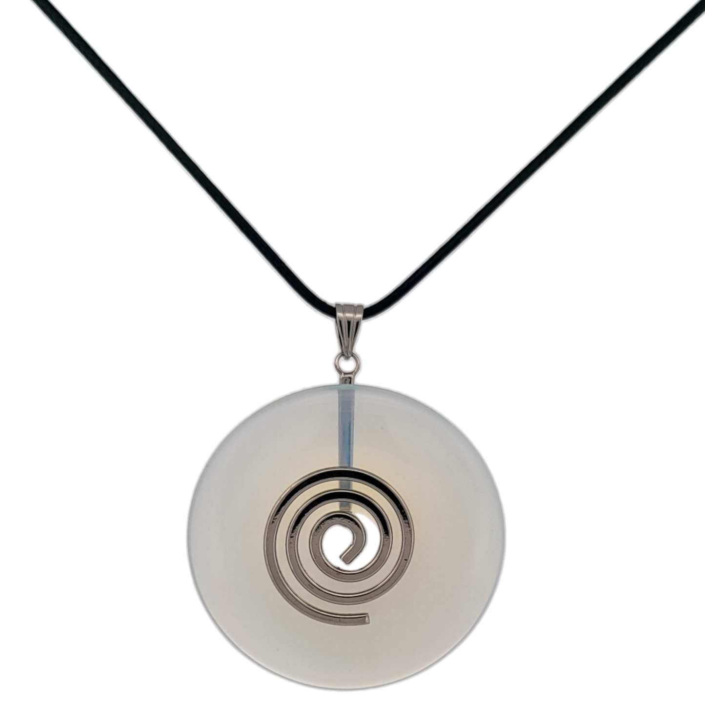Moonstone Opalite Donut Pendant Necklace