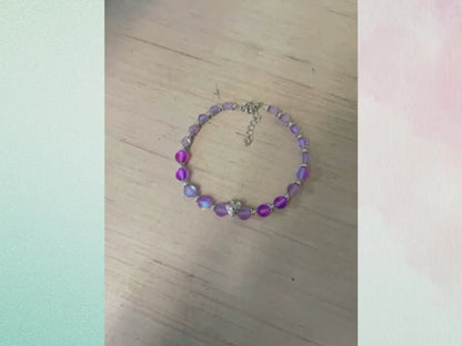 BESHEEK | Purple Mermaid Glass Bead Love Beaded Anklet