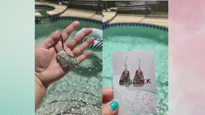 Handmade Rainbow Abalone Mosaic Trapezoid Jewelry Set
