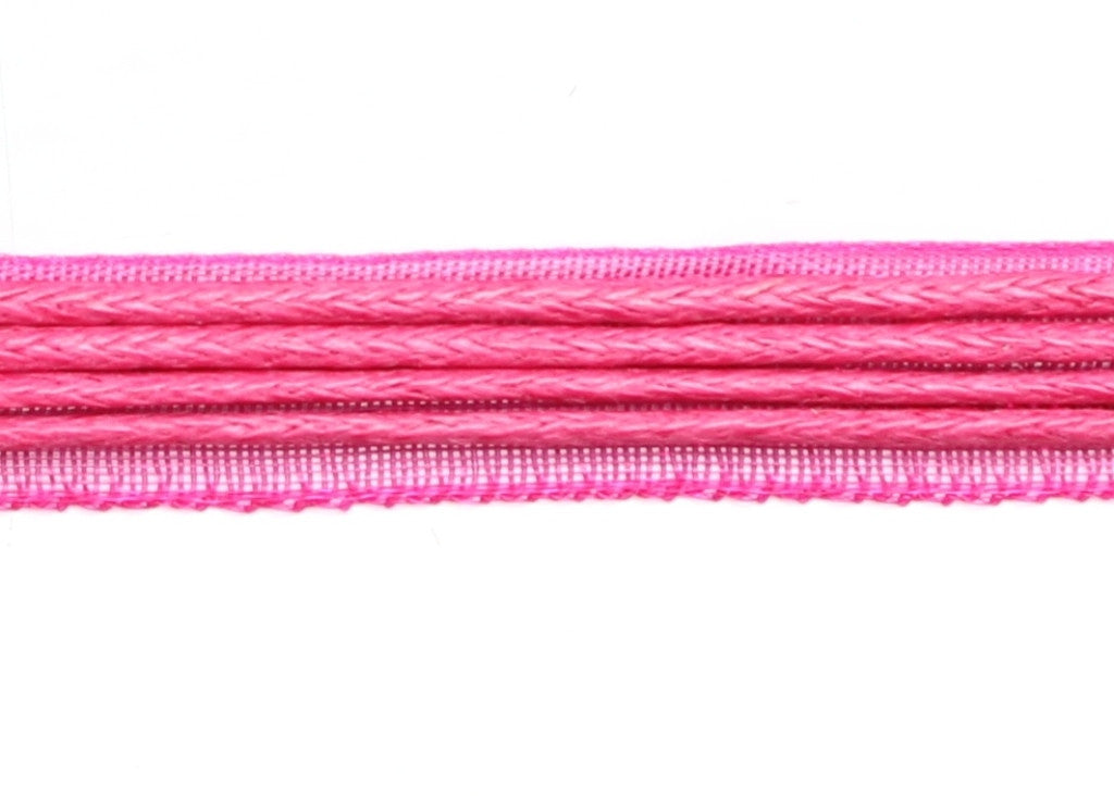 Colorful and durable Fuchsia Bright Pink Organza and Leather Pendant Necklace Cord (Set of 2)