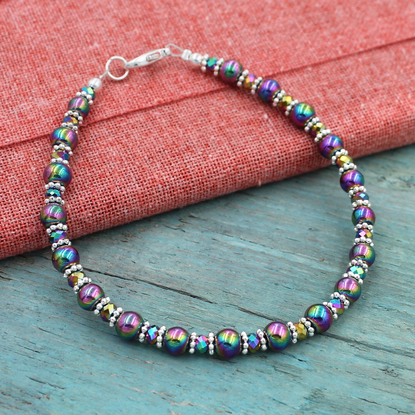 BESHEEK | Rainbow Hematite Stone Artisan Beaded Anklet