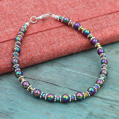 BESHEEK | Rainbow Hematite Stone Artisan Beaded Anklet