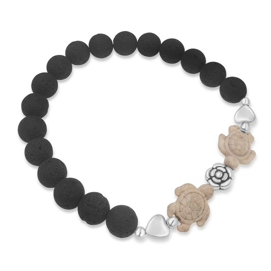 BESHEEK Lava bead White Turtle | Handmade Hypoallergenic Beach Gala Wedding Style Jewelry