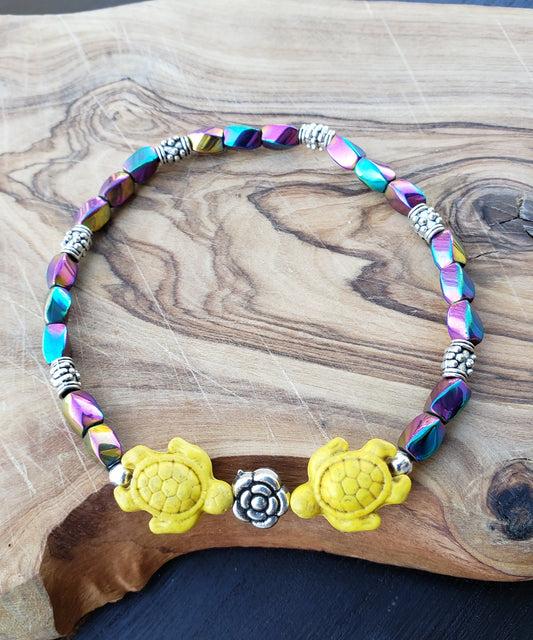 BESHEEK Magnetic with yellow turtle | Handmade Hypoallergenic Beach Gala Wedding Style Jewelry
