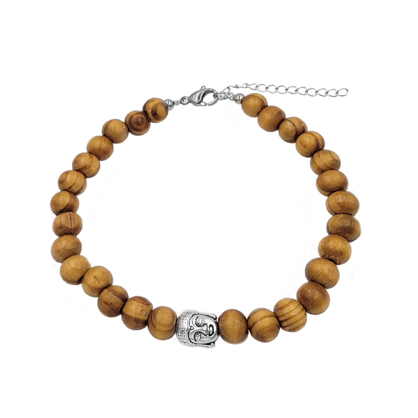 BESHEEK Buddha WOOD Artisan Beaded Anklet with Extension | Handmade Hypoallergenic Beach Gala Wedding Style Jewelry