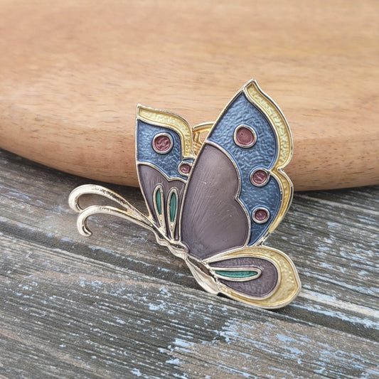 BESHEEK Goldtone Rainbow Butterfly Magnetic Professional Artisan Brooch Pin | Handmade Hypoallergenic Office, Suit, Networking Style Jewelry