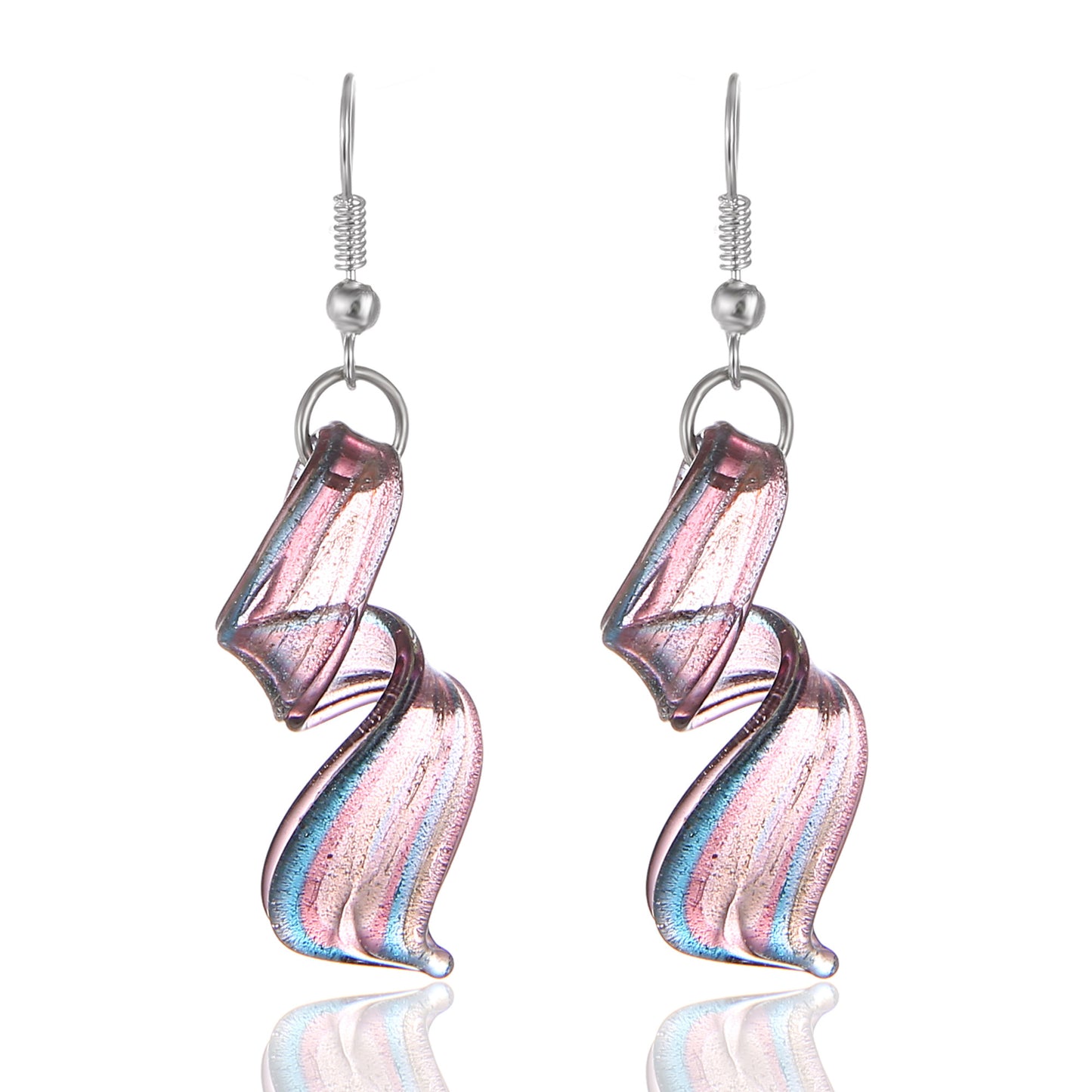 BESHEEK Handmade Murano Inspired Gorgeous Artist Made Purple Twist Glass Earrings | Handcrafted Blown Hypoallergenic Artisan Lampwork Italian Style Jewelry