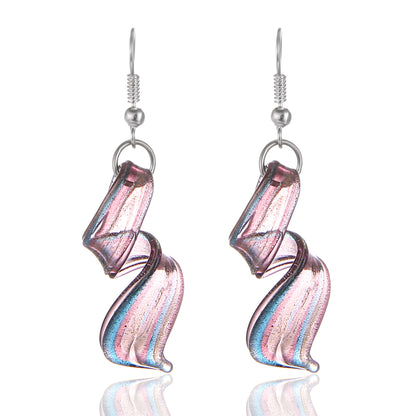BESHEEK Handmade Murano Inspired Gorgeous Artist Made Purple Twist Glass Earrings | Handcrafted Blown Hypoallergenic Artisan Lampwork Italian Style Jewelry